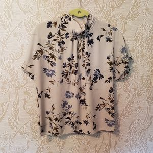 Vince Camuto Sheer Floral Mock Neck Top